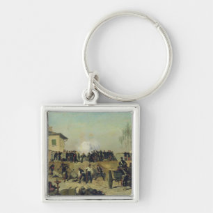 Striden av Villejuif, Siege av Paris, 1870 Fyrkantig Silverfärgad Nyckelring