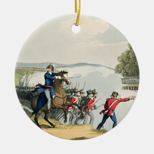 Striden av Waterloo avgjorde vid hertigen av Julgransprydnad Keramik (Framsidan)