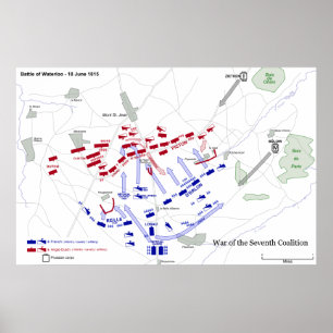 Striden av Waterloo den strategiska kartan Juni 18 Poster