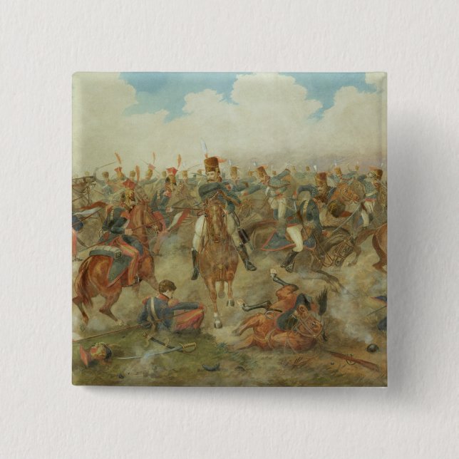 Striden av Waterloo, Juni 18th 1815 (w/c på pap Knapp (Framsida)