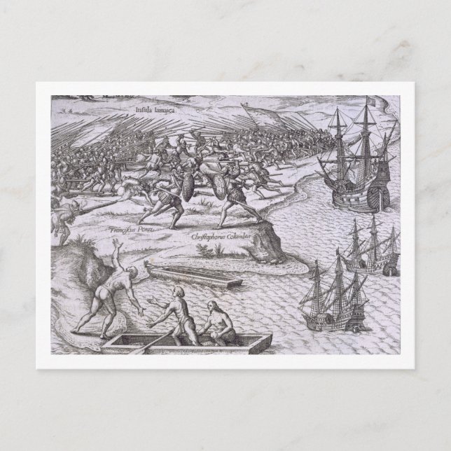 Striden i Jamaica mellan Christopher Columbus (14 Vykort (Framsida)