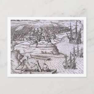 Striden i Jamaica mellan Christopher Columbus (14 Vykort