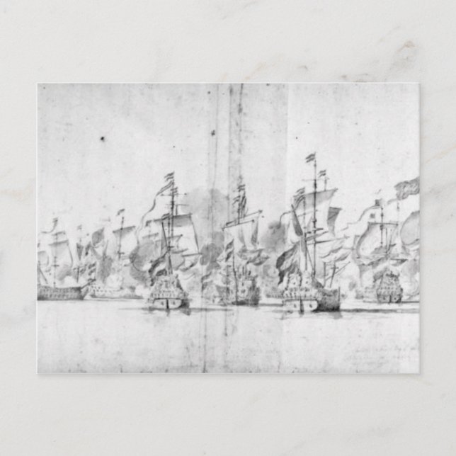 Striden i Solebay den 28 maj 1672 Vykort (Framsida)