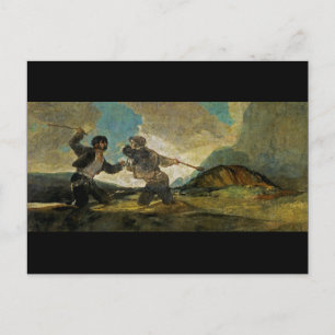 Striden med Cudgels av Francisco Goya c 1820 Vykort
