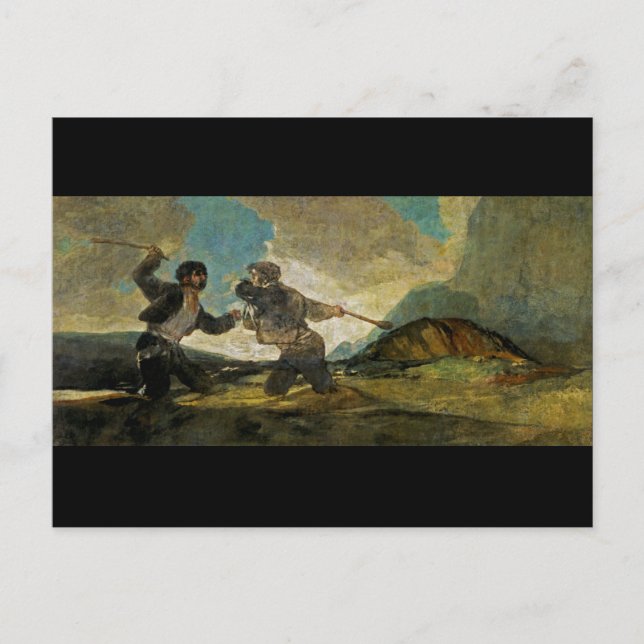 Striden med Cudgels av Francisco Goya c 1820 Vykort (Framsida)