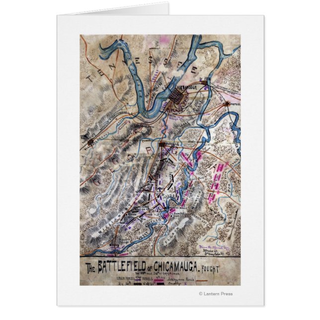 Striden mellan Chickamauga och Krig Panoramic Kart Hälsningskort (Framsidan)