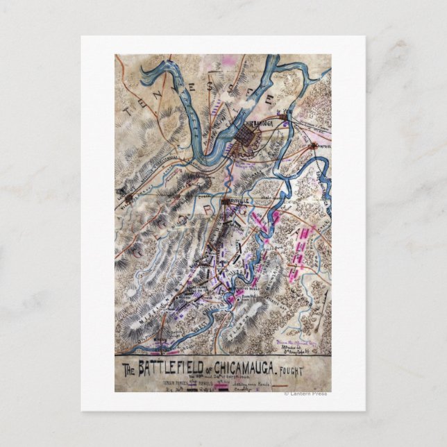 Striden mellan Chickamauga och Krig Panoramic Kart Vykort (Framsida)
