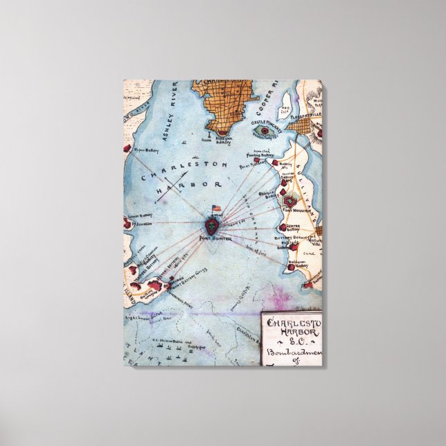 Striden mellan Fort Sumter och Krig Canvastryck (Framsida)