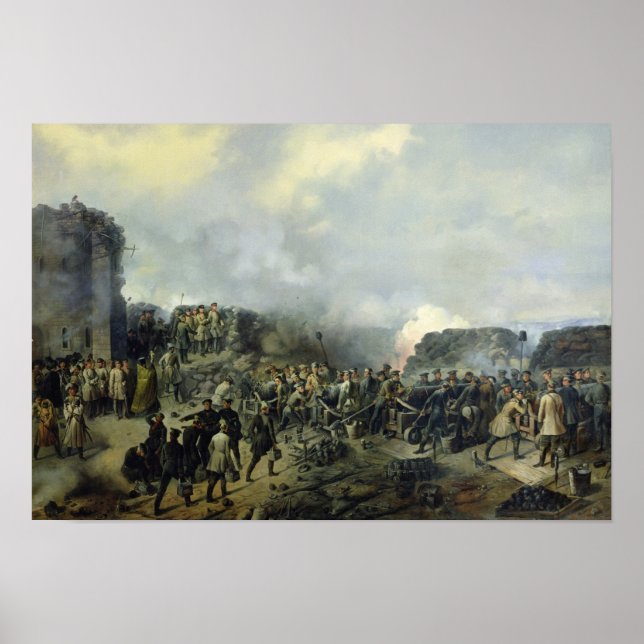 Striden mellan Fransk och Ryssland i Malakhov Kurg Poster (Framsidan)