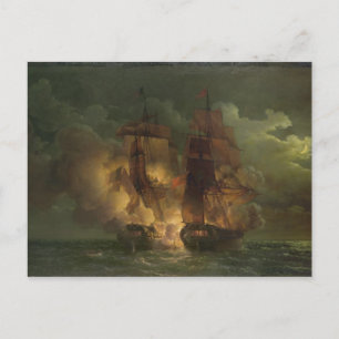 Striden mellan Fransken Frigate "Arethuse" Vykort