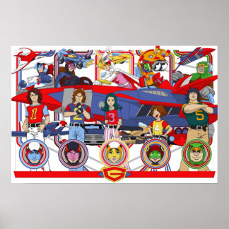 Striden mellan Planets Gatchman G Force vintage Co Poster