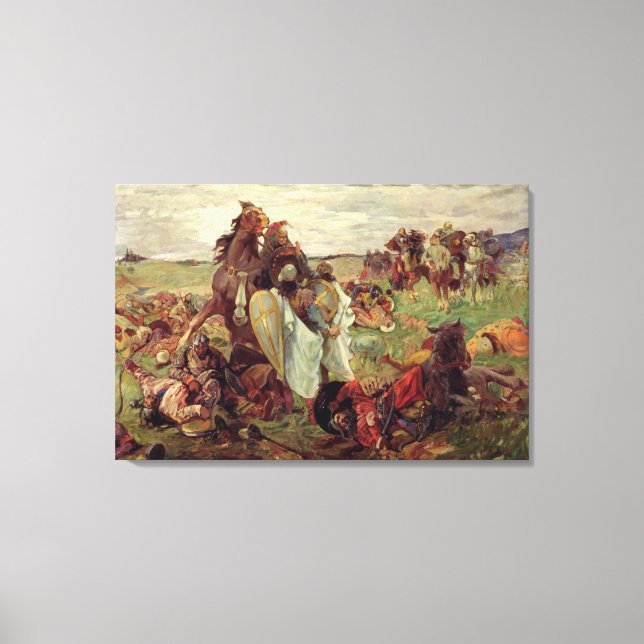 Striden mellan ryssar och Tatars 1916 Canvastryck (Framsida)