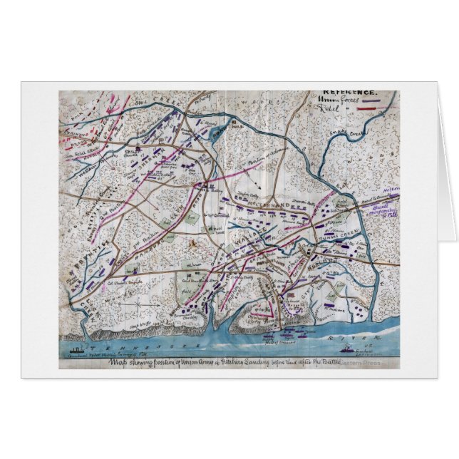 Striden mellan Shiloh och Krig Panoramic Karta Hälsningskort (Framsidan Horizontal)