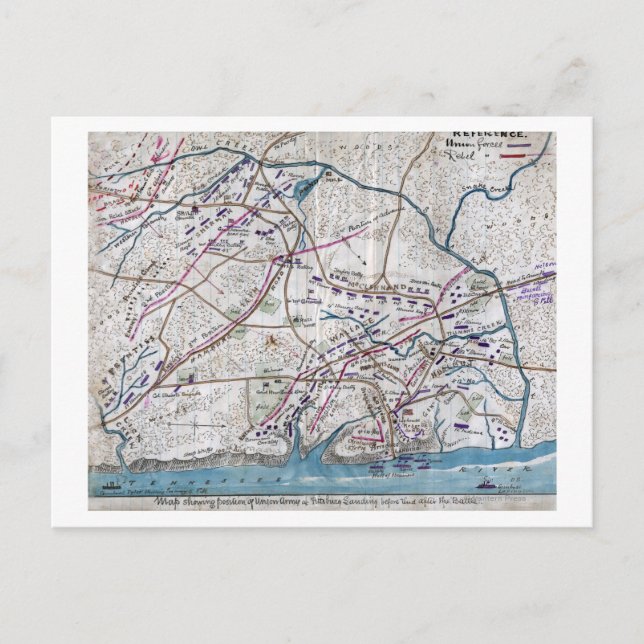 Striden mellan Shiloh och Krig Panoramic Karta Vykort (Framsida)