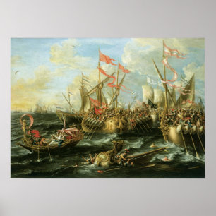 Striden mot Actium den 2 september 31 BC.1672 Poster