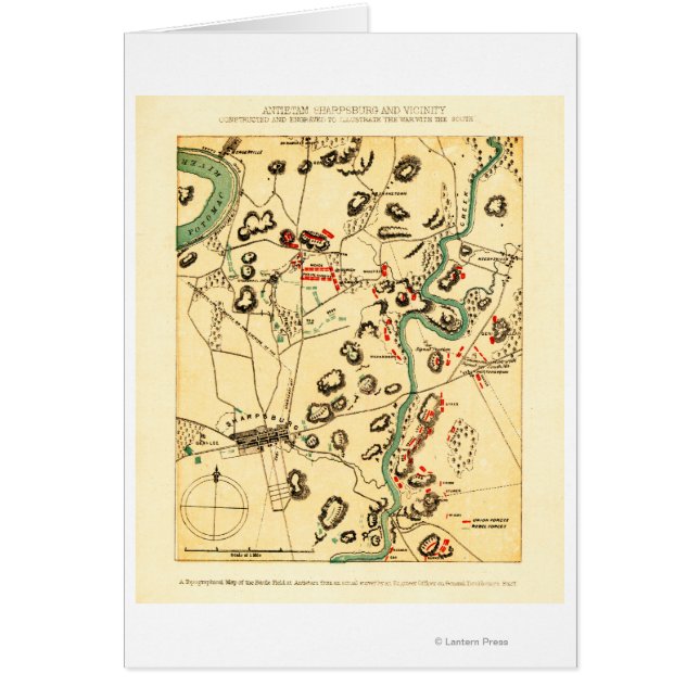 Striden mot antietam - Krig Panoramic Karta 2 Hälsningskort (Framsidan)