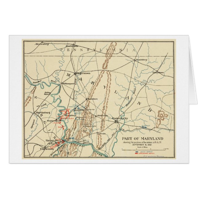 Striden mot antietam - Krig Panoramic Karta 7 Hälsningskort (Framsidan Horizontal)