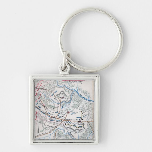 Striden mot förbundskansler 3 fyrkantig silverfärgad nyckelring (Framsidan)