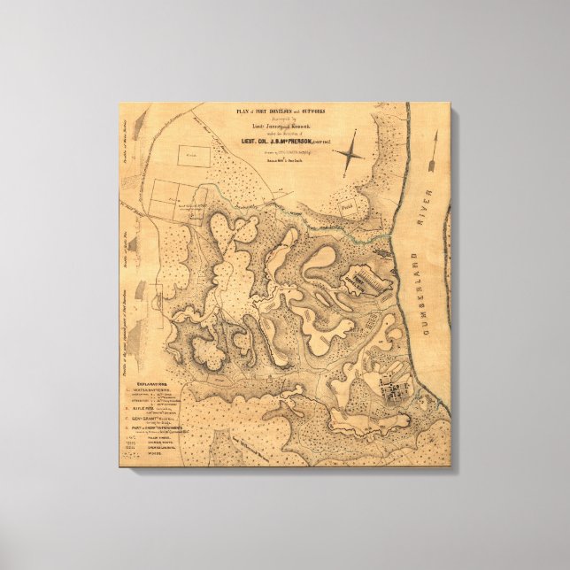 Striden mot Fort Donelson - Krig Panoramic Morsa Canvastryck (Framsida)