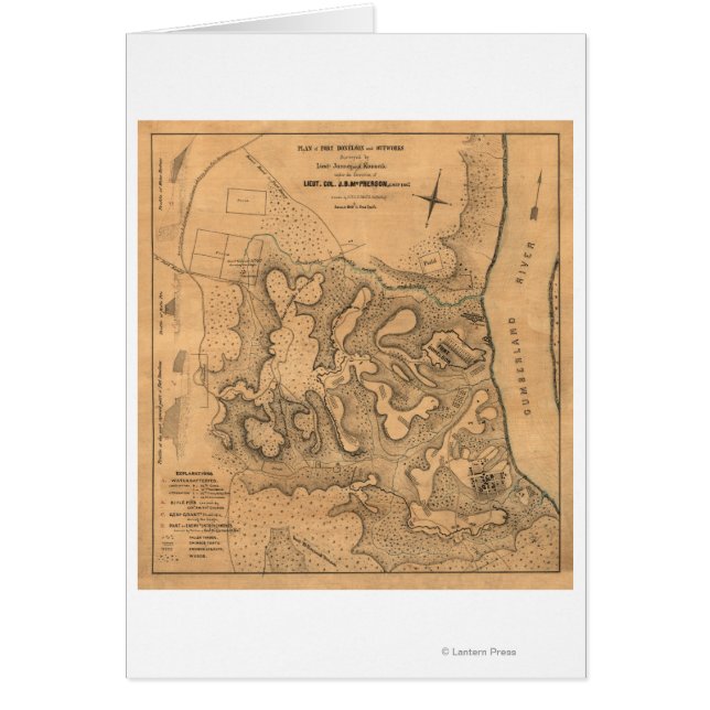 Striden mot Fort Donelson - Krig Panoramic Morsa Hälsningskort (Framsidan)