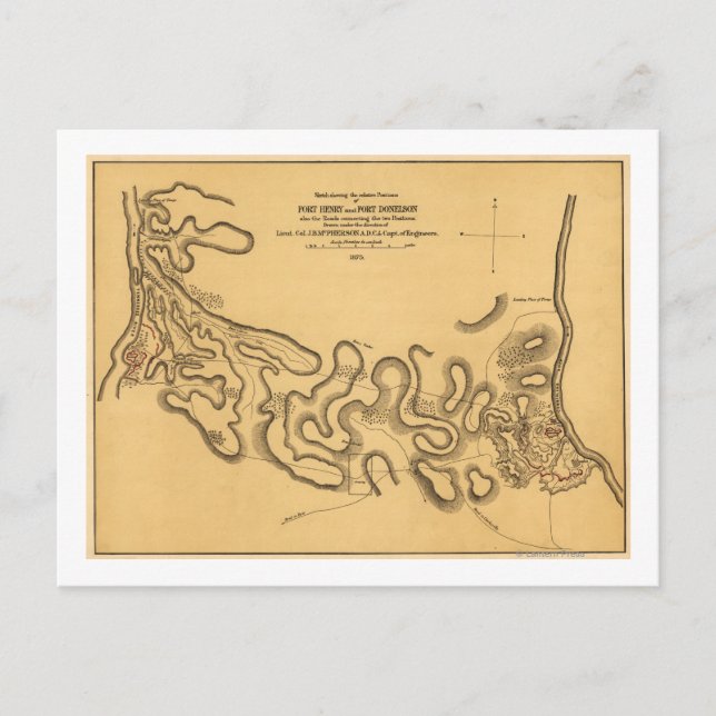 Striden mot Fort Henry - Civil Krig Panoramic Kart Vykort (Framsida)