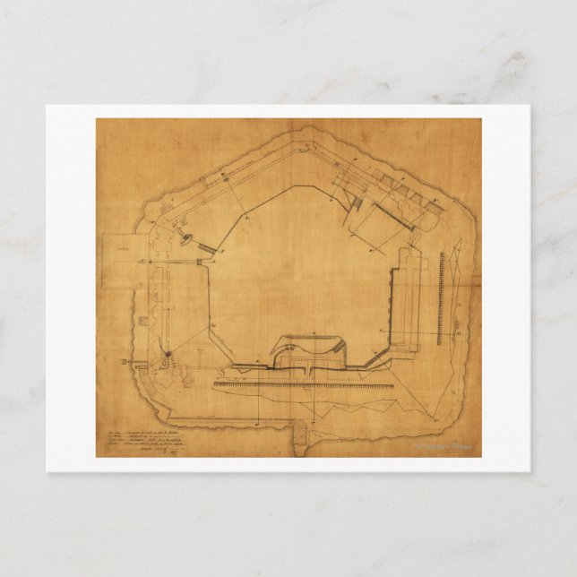 Striden mot Fort Sumter - Civil Krig Panoramic 3 Vykort (Framsida)