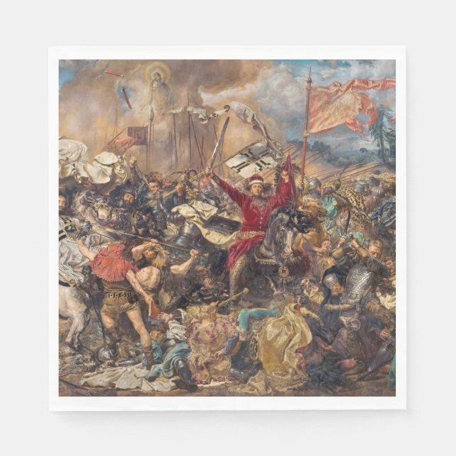 Striden mot Grunwald (medeltida militärscenen) (Kr Pappersservett (Framsidan)