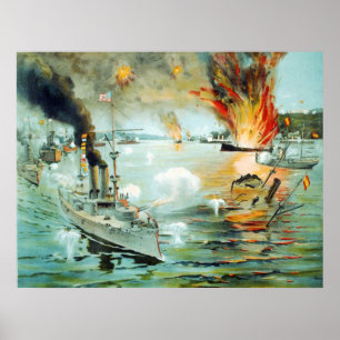 Striden mot Manila Bay (den spanska amerikanska Kr Poster