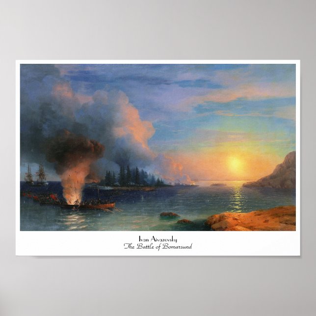 Striden mot sjölandskapet Bomarsund Ivan Aivazovsk Poster (Framsidan)