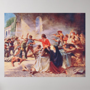 Striden om Alamo av Percy Moran Poster