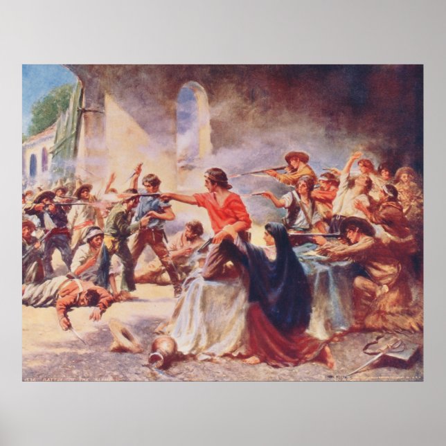 Striden om Alamo av Percy Moran Poster (Framsidan)