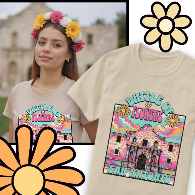 Striden om blommor San Antonio Alamo Texas Fiesta T Shirt (Battle of Flowers San Antonio Alamo Texas Fiesta T-Shirt)