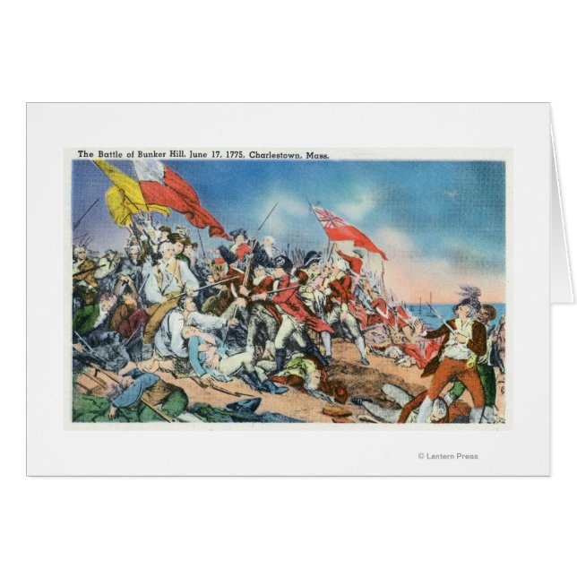 Striden om Bunker Backe Scene - Charlestown, MORSA Hälsningskort (Framsidan Horizontal)