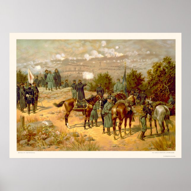 Striden om Chattanooga av L. Prang & Company 1880 Poster (Framsidan)