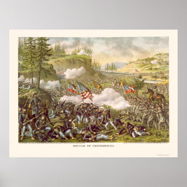 Striden om Chickamauga av Kurz och Allison 1863 Poster (Framsidan)