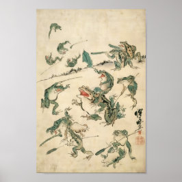 Striden om Frogs Kawanabe Kyosai Poster