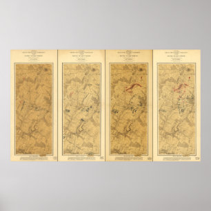 Striden om Gettysburg Fält i Karta 1863 Poster