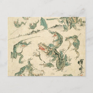 Striden om grodorna - Kawanabe Kyosai Vykort