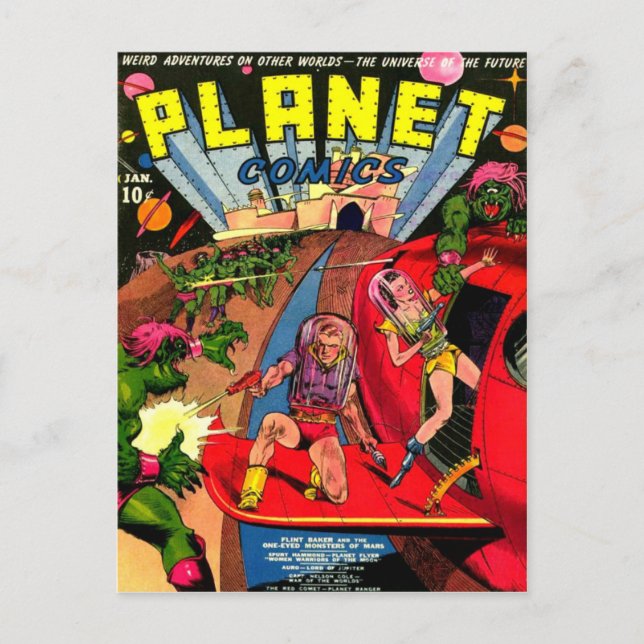 Striden om One Öga Space Monsters Vykort (Framsida)