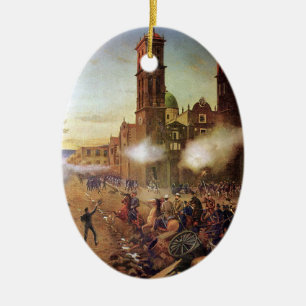Striden om Puebla Mexican History Julgransprydnad Keramik