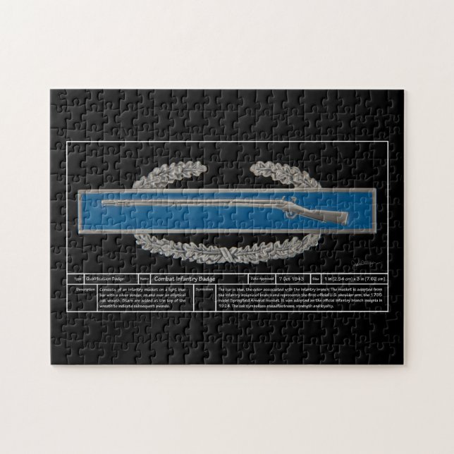 Stridinfanterit förser med märke tekniskt pussel (Horisontell)