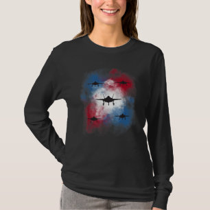 Stridsflygplan USA Röd Vit Blå US Amerikansk Flagg T Shirt