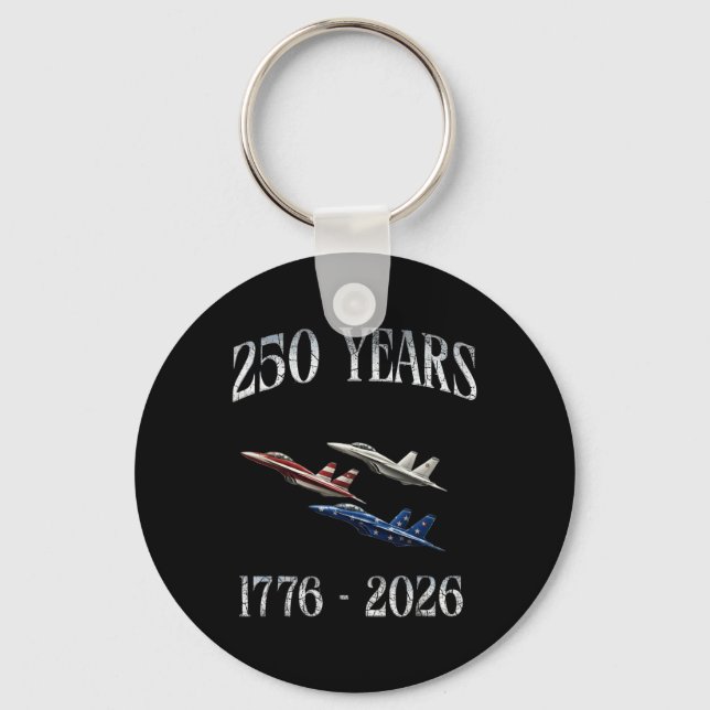 Stridsflygplansflagga 250 år 1776-2026 250-årsjubi nyckelring (Framsida)