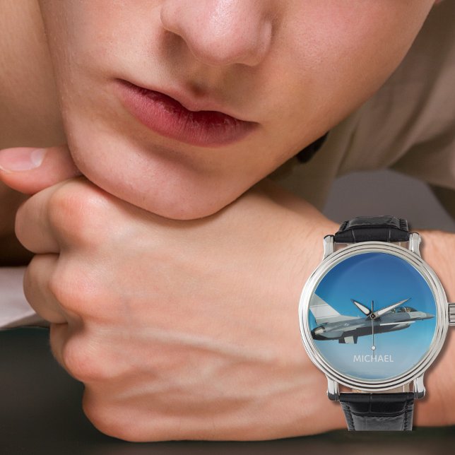 Stridsflygplansfoto Cool Anpassad Pilotnamn  Armbandsur (Skapare uppladdad)