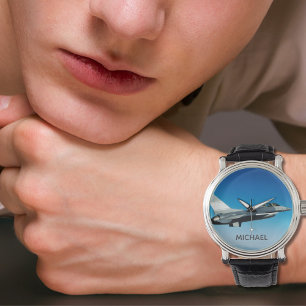 Stridsflygplansfoto Cool Anpassat Pilotnamn Armbandsur