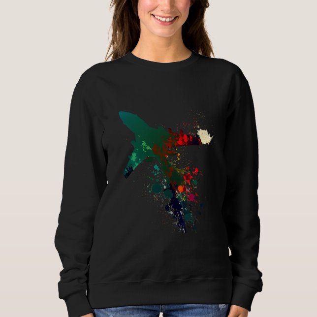 Stridsflygplanspilot färgglada färger stridsflygpl t shirt (Framsida)