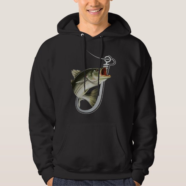 Striiped Bass Fishing Fish Hook Hoodie (Framsida)