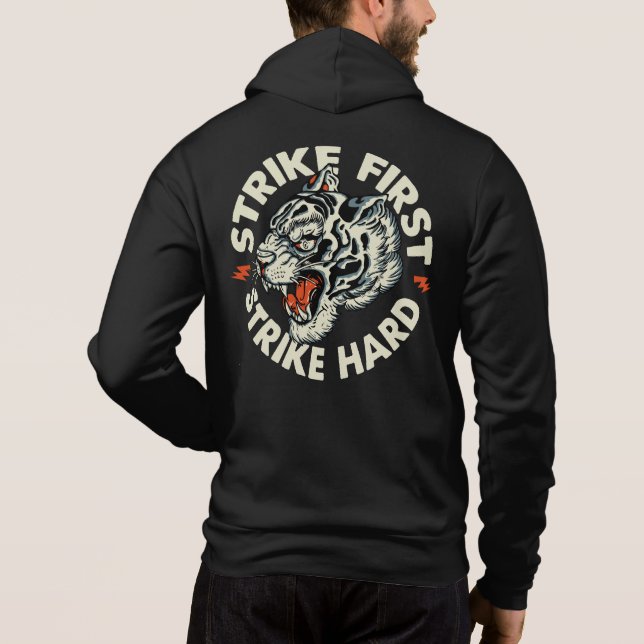 strike_hard_ strike first tigre tattoo slogan old  t shirt (Baksida)