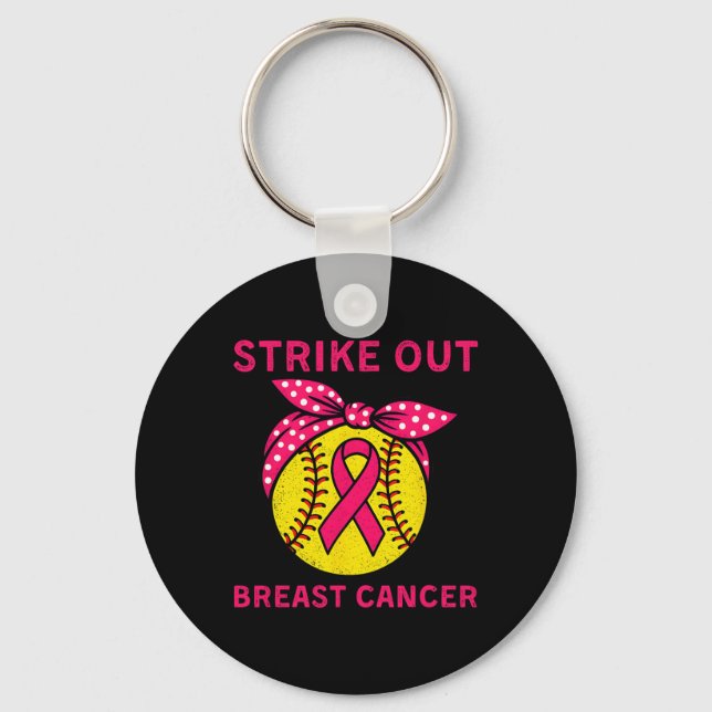 Strike Out Breast Cancer Awareness Softll Coquette Nyckelring (Framsida)
