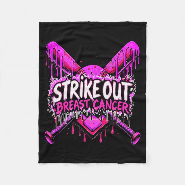 Strike Out Breast Cancer Baseball Softball Drip Ho Fleecefilt (Framsidan)